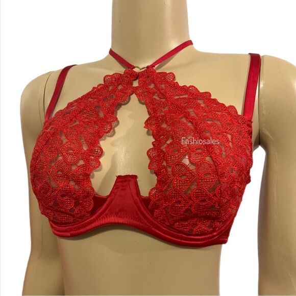 Victorias Secret Dream Angels Sweetheart Lace Ouvert cup Halter bra & panty Set - Picture 9 of 15